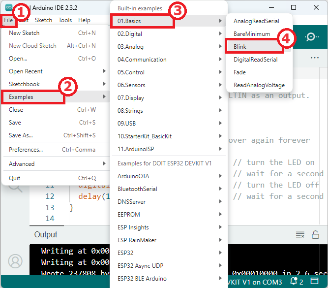 Mở code mẫu trên phần mềm Arduino IDE