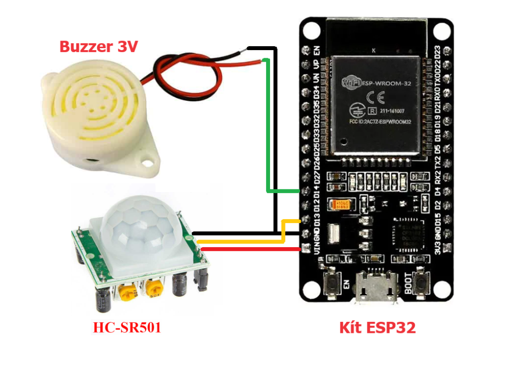 Bật còi báo động khi phát hiện chuyển động dùng ESP32