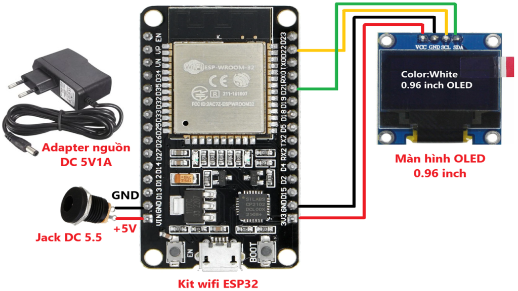 Đồng hồ thời gian thực dùng esp32 và oled 0.96 inch