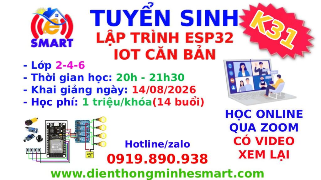 Tuyển sinh khóa lập trình ESP32 IOT căn bản